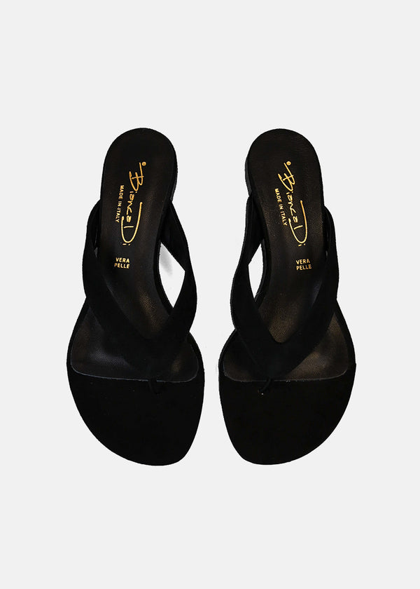 Thong Wedge Sandal in Black