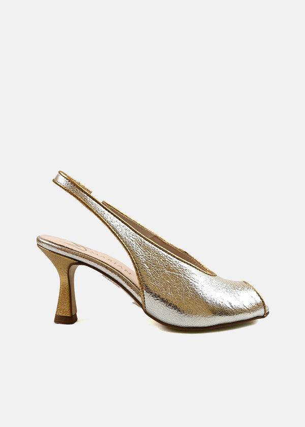 Slingback Open Toe Heels in Champagne