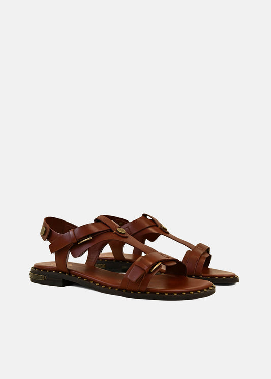 Piper Strappy Sandals in Brown