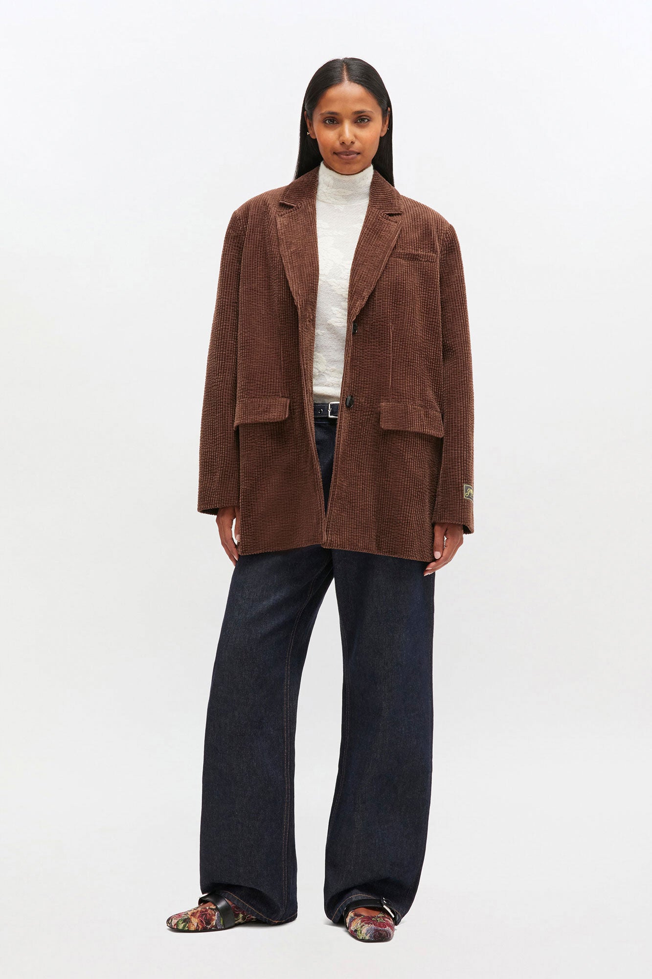 Seersucker Corduroy Blazer in Chicory Coffee