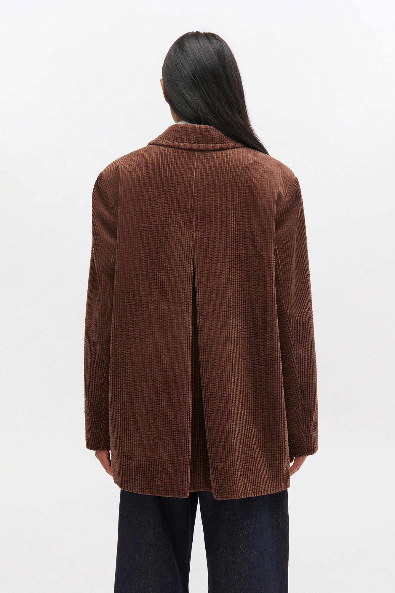 Seersucker Corduroy Blazer in Chicory Coffee