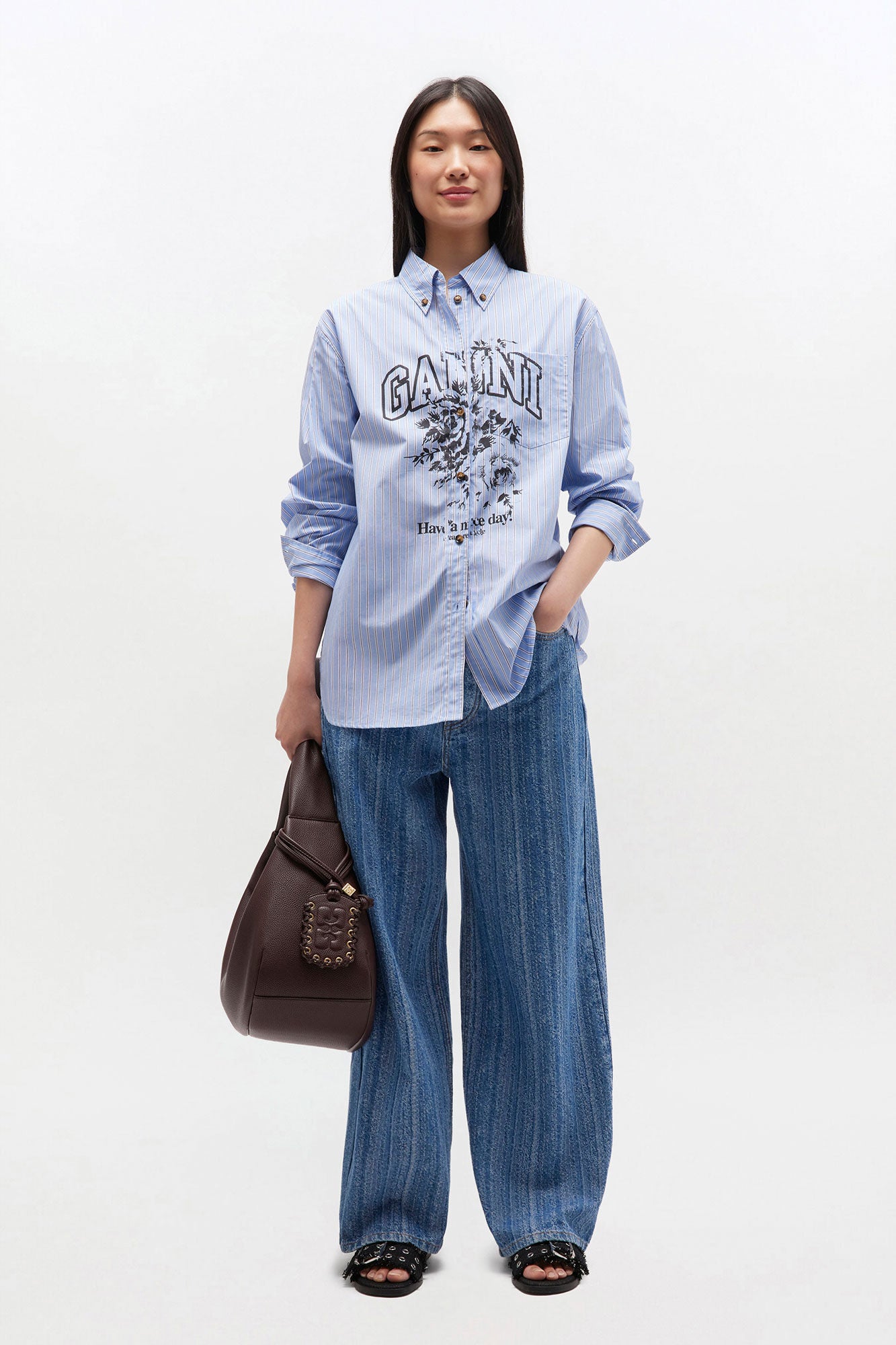 Stripe Logo Shirt in Blue