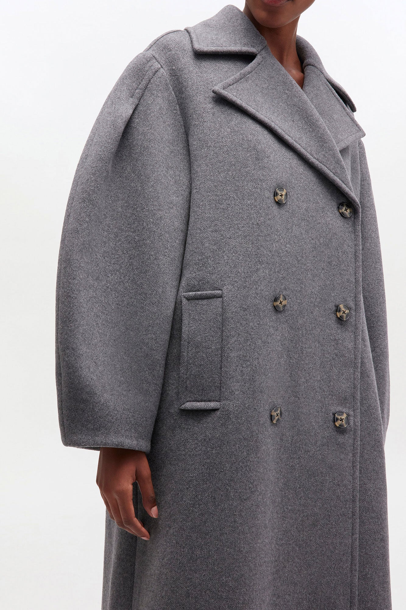 Oversized Long Peacoat in Grey
