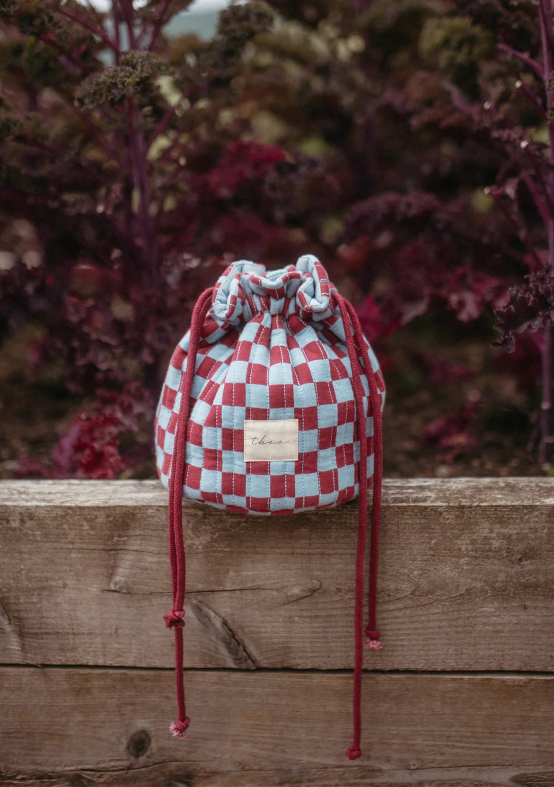 Cotton Wash Bag in Blue Checkerboard
