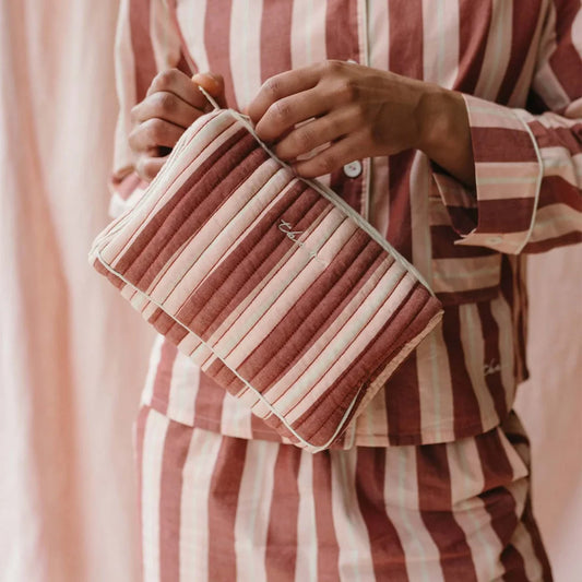 Cotton Wash Bag in Red Stripe