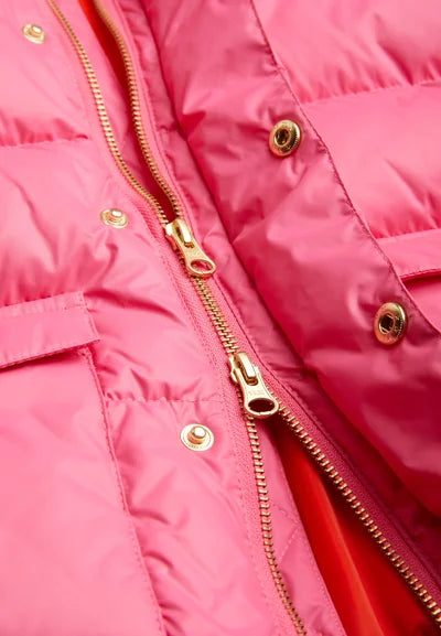 Heavy Hooded Puffer Jacket in Pink