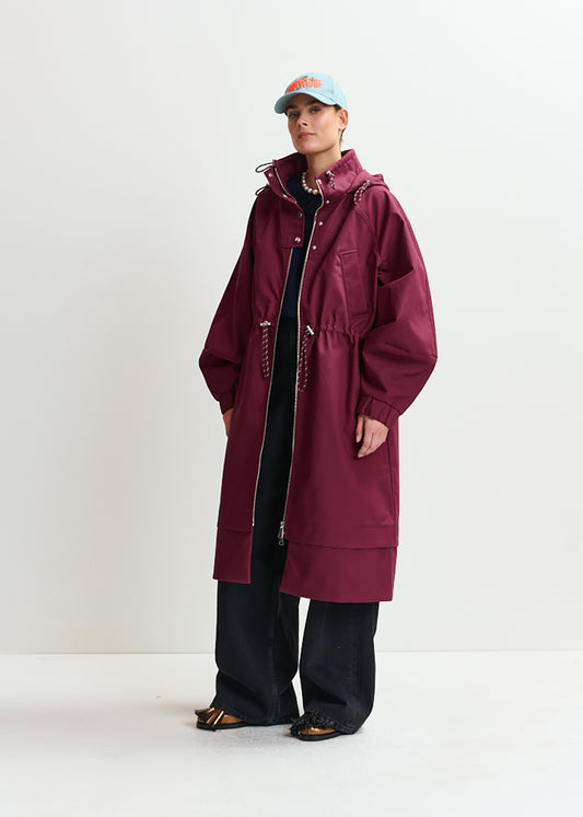Identify oversized rain coat