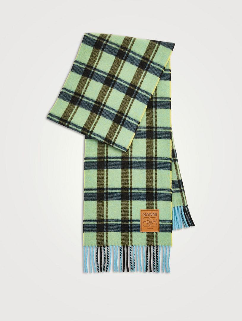 Scarf with Double Face Check in Yellow Pear