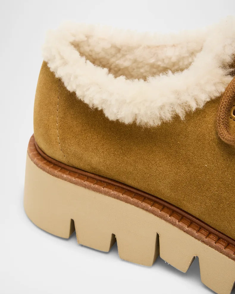 Soe Velour Shearling Boot in Tan