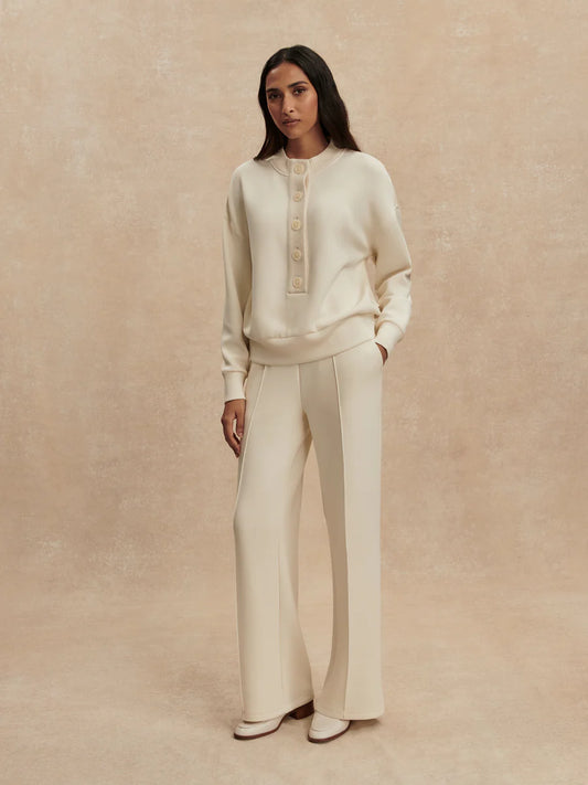 Reena Button Front Sweat in Pristine