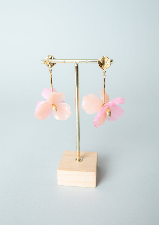 Selene Floral Drop Earrings in Pink