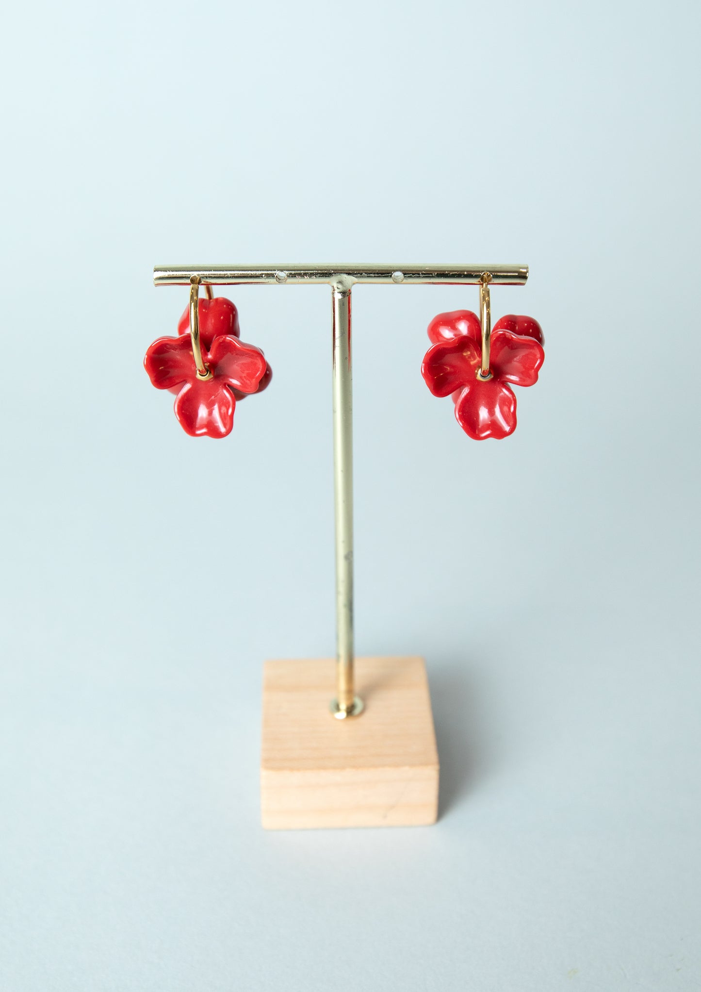 Flower Charm Hoop in Red