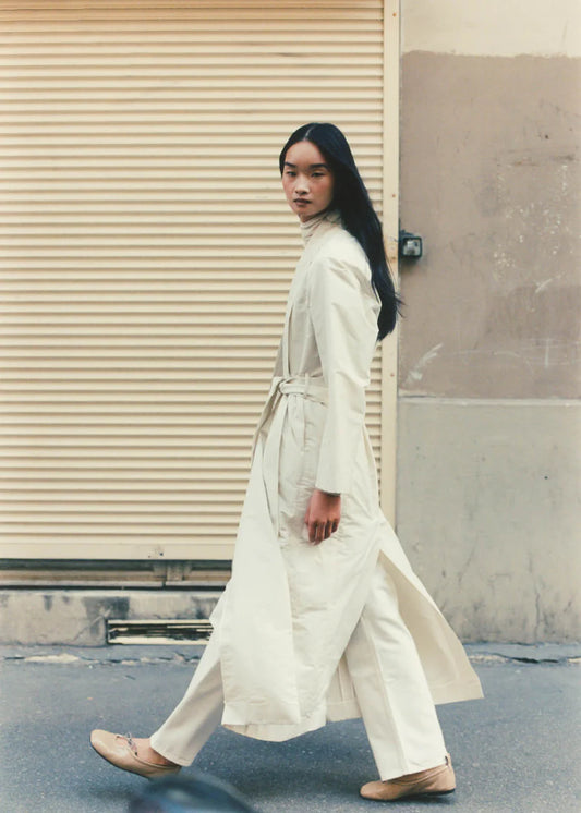 Rosalind Patent Leather Ballet Flats in Beige