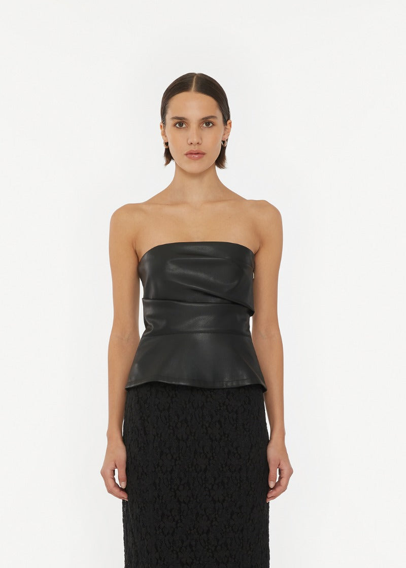 DRAPED SLEEVELESS TOP BLACK - ROTATE