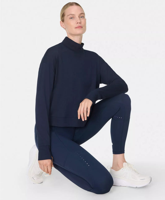 After Class Funnel Neck Sweatshirt in Navy Blue