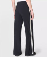 Explorer Side Stripe Wide Leg Trousers 32" in Black