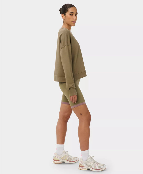After Class Crop Sweatshirt in Khaki Brown