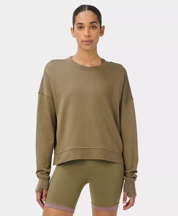 After Class Crop Sweatshirt in Khaki Brown