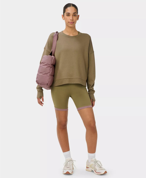 After Class Crop Sweatshirt in Khaki Brown