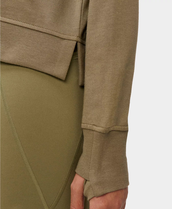 After Class Crop Sweatshirt in Khaki Brown