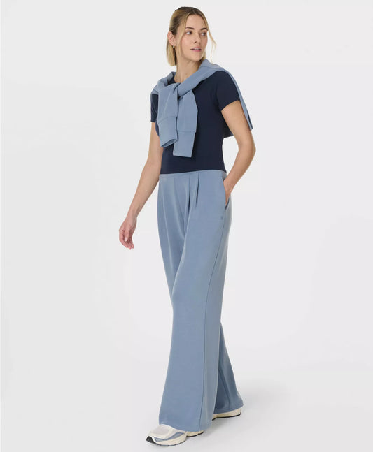 Sand Wash Wide Leg Trousers in Luxe Blue