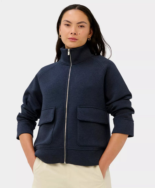 Wind Down Patch Pocket Zip Through in Navy