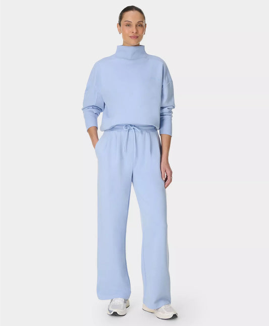 Revive Rib Mix Funnel Neck Jumper in Glacier Blue