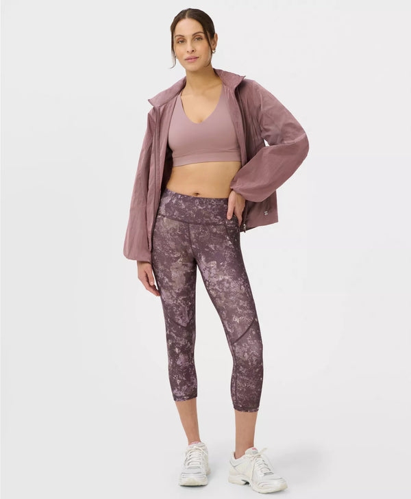 Power Cropped Gym Leggings in Purple Print
