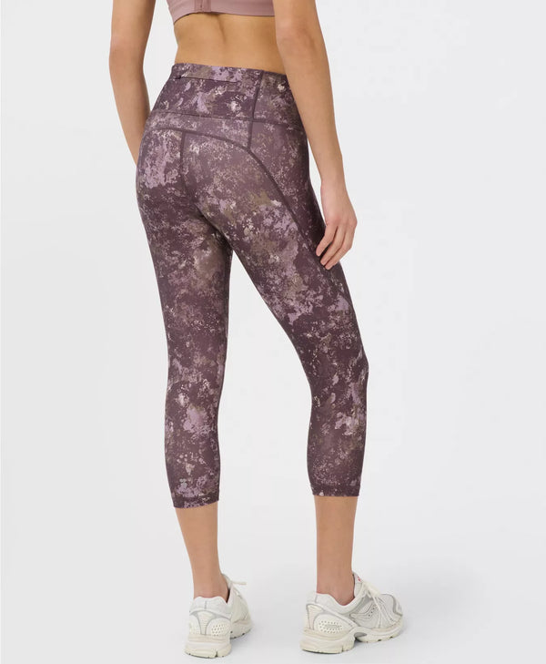 Power Cropped Gym Leggings in Purple Print