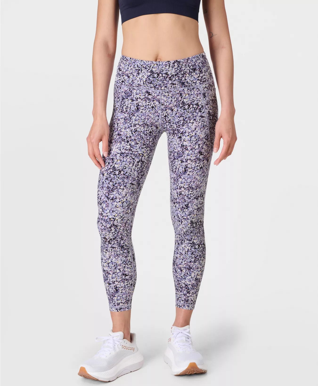 Power 7/8 Workout Leggings Purple Meadow Print