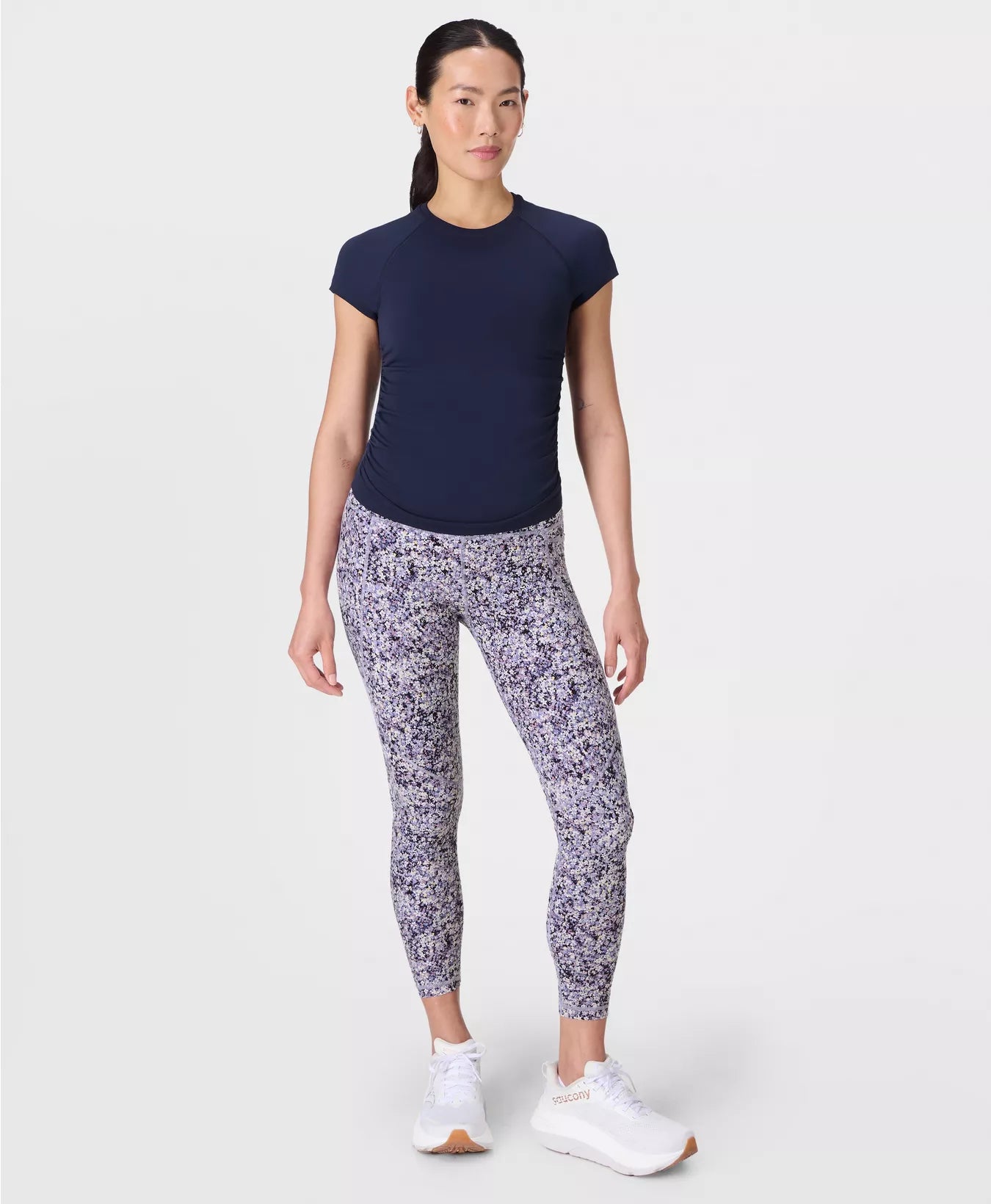 Power 7/8 Workout Leggings Purple Meadow Print