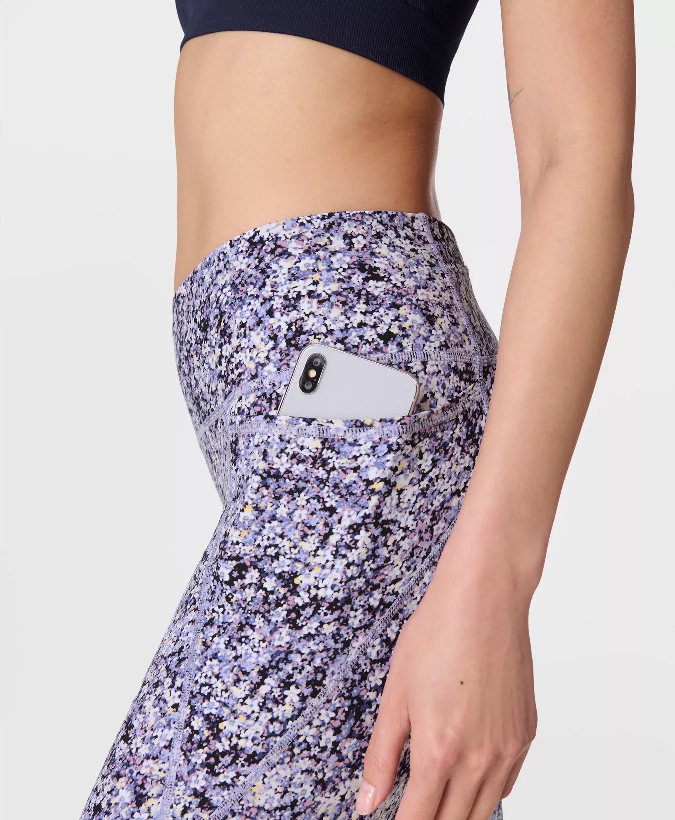 Power 7/8 Workout Leggings Purple Meadow Print
