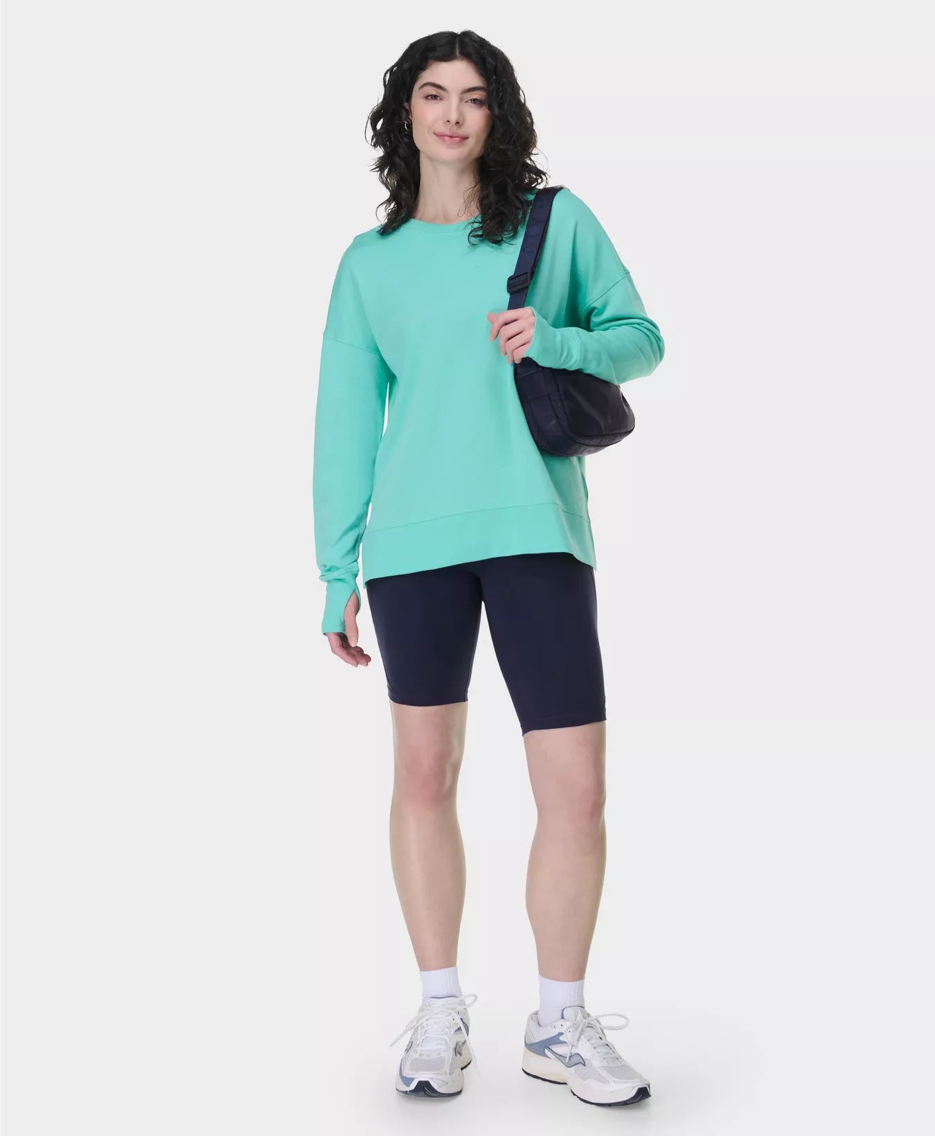 AFTER CLASS LONGLINE SWEATSHIRT - SEA SPRAY BLUE - SWEATY BETTY
