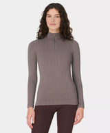 Mindful Flex Half Zip Long Sleeve Top in Taupe Brown