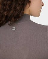 Mindful Flex Half Zip Long Sleeve Top in Taupe Brown