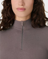 Mindful Flex Half Zip Long Sleeve Top in Taupe Brown
