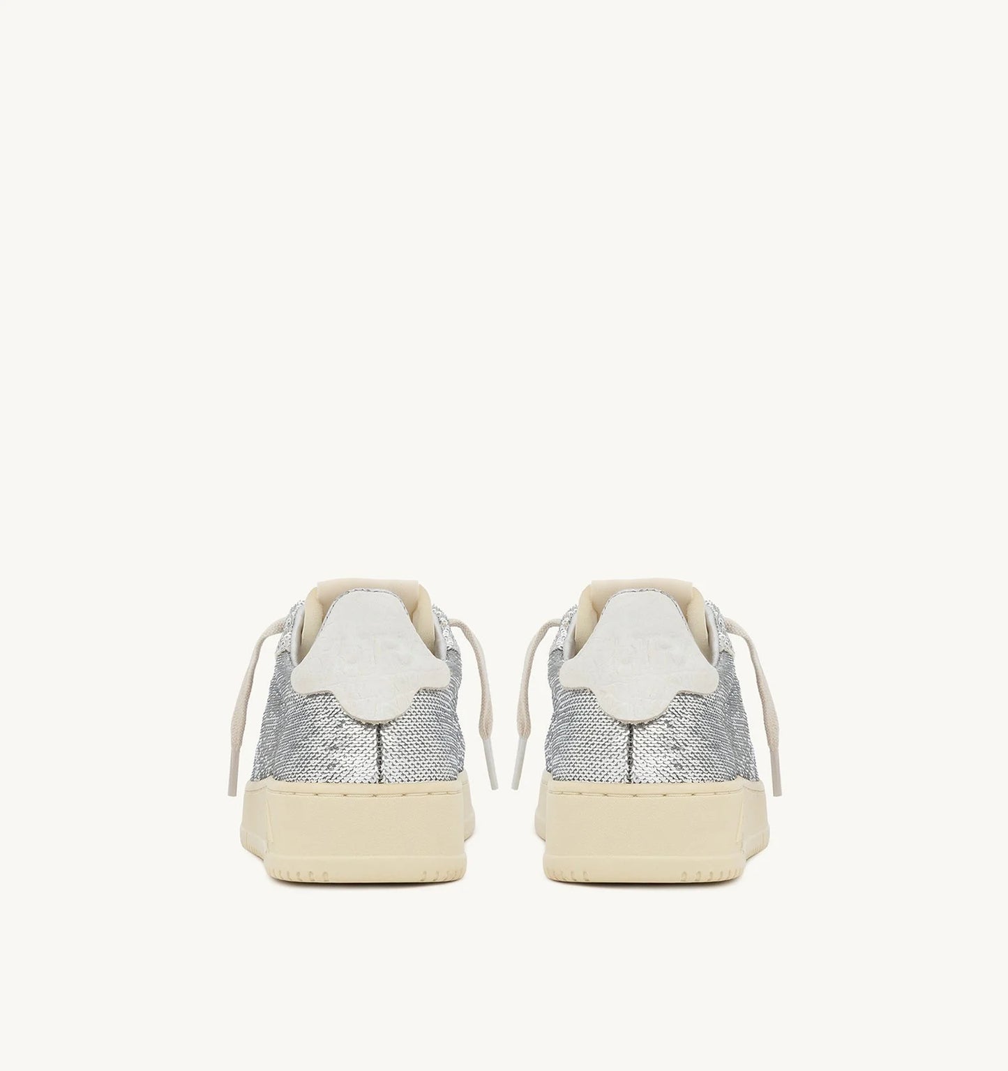 Dallas Low Sparkling Sneakers in Silver and White Sequins