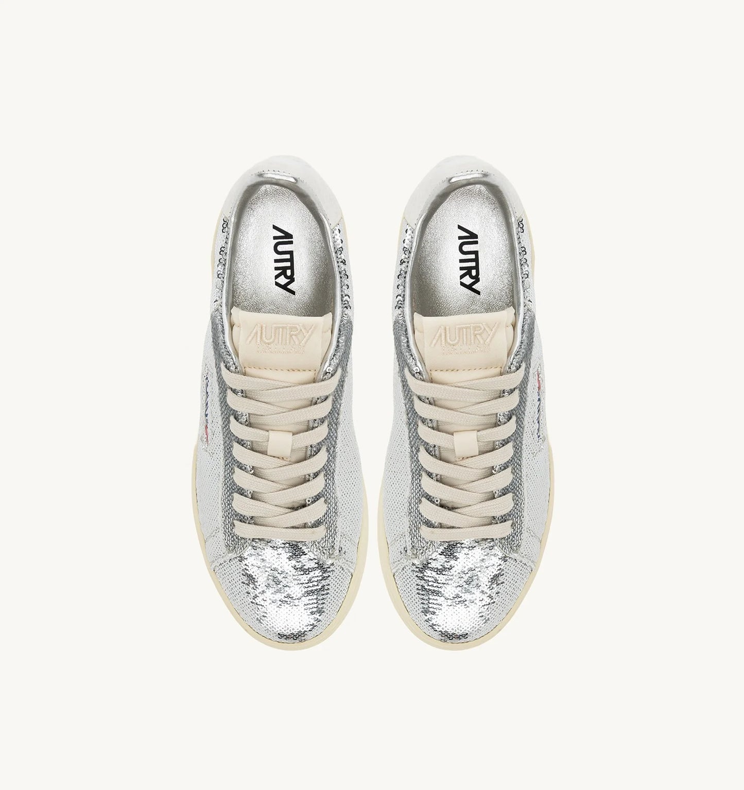 Dallas Low Sparkling Sneakers in Silver and White Sequins
