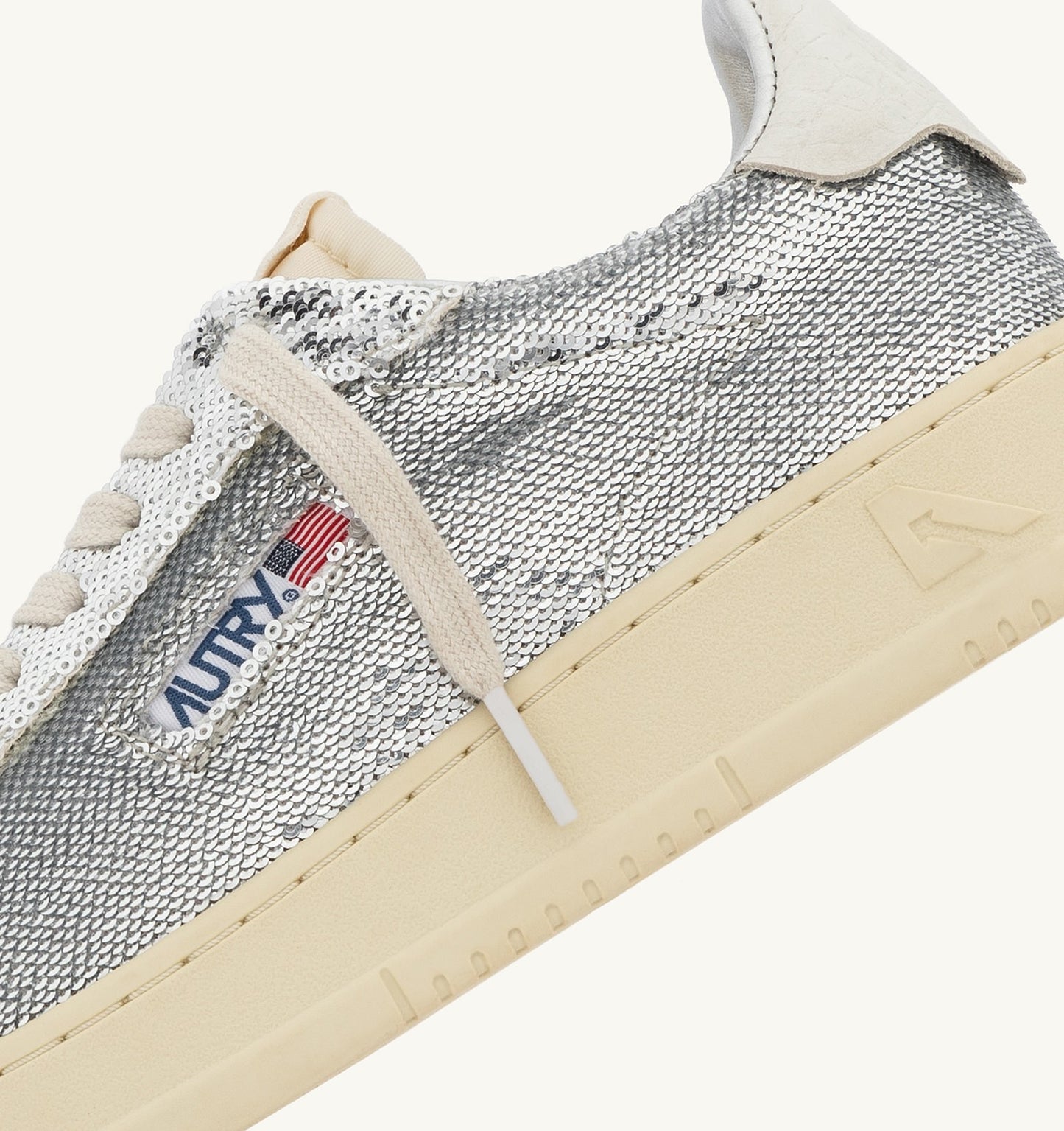Dallas Low Sparkling Sneakers in Silver and White Sequins