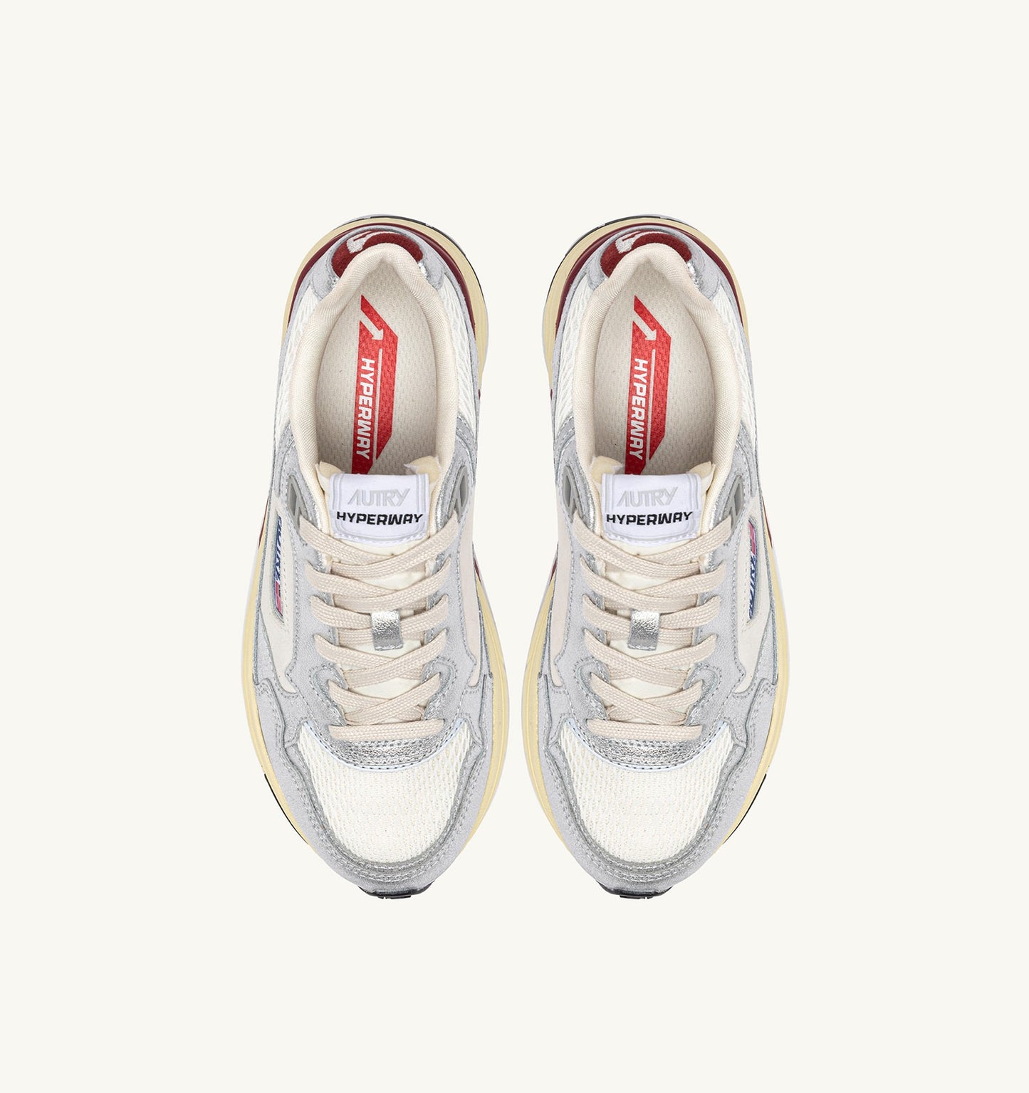Hyperway Sneakers in Silver Leather And Mesh
