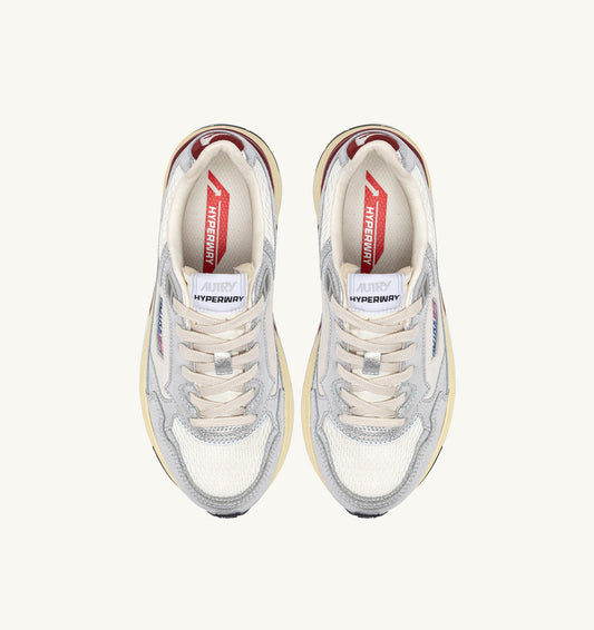 Hyperway Sneakers in Silver Leather And Mesh