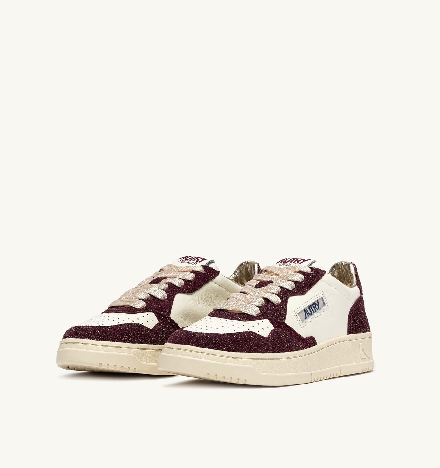 Medalist Low Sneakers in Marshmallow and Amarone Glitter
