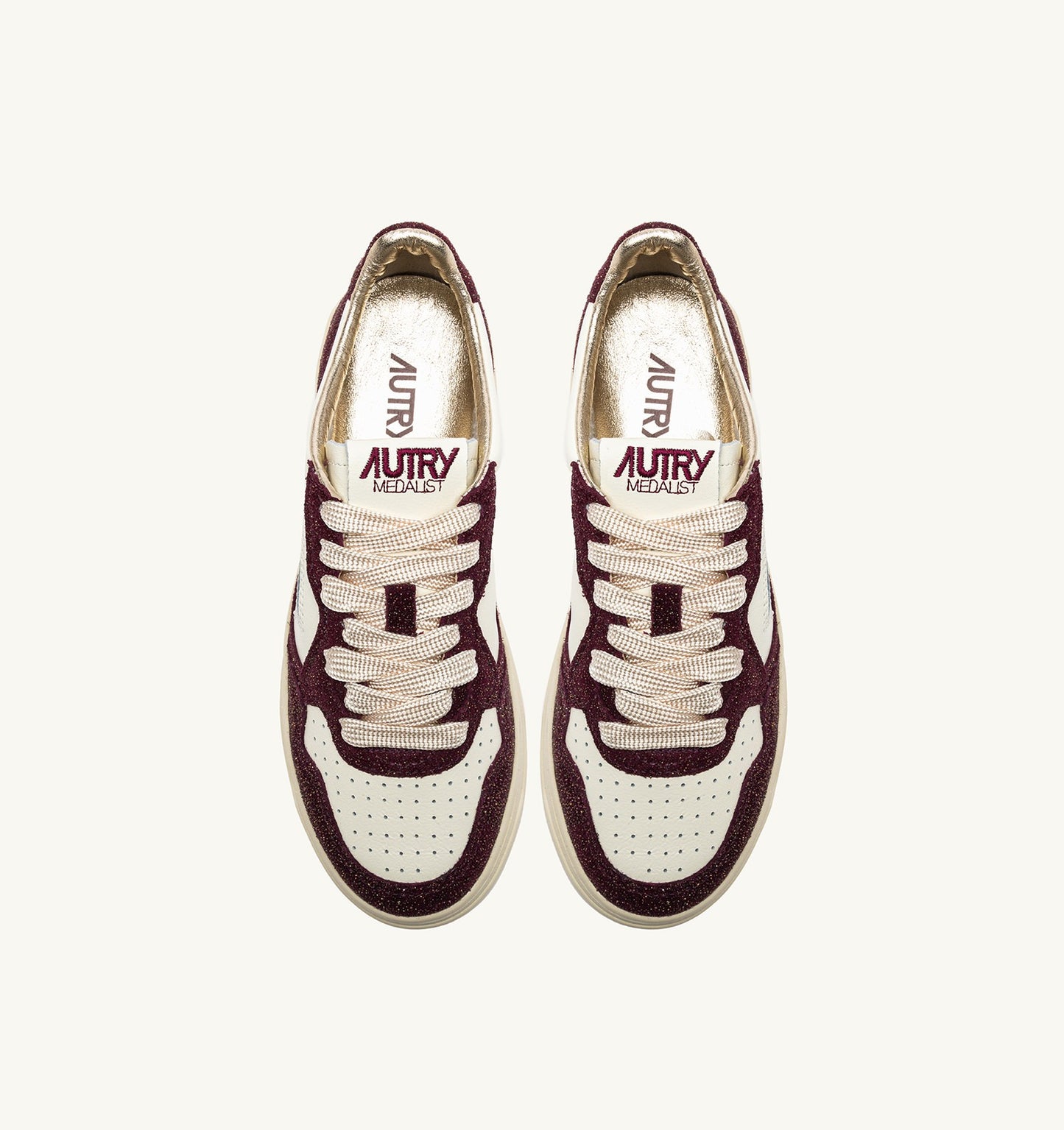 Medalist Low Sneakers in Marshmallow and Amarone Glitter