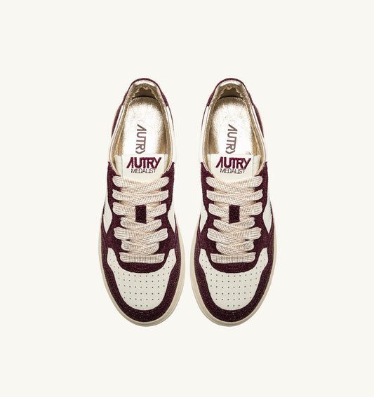 Medalist Low Sneakers in Marshmallow and Amarone Glitter