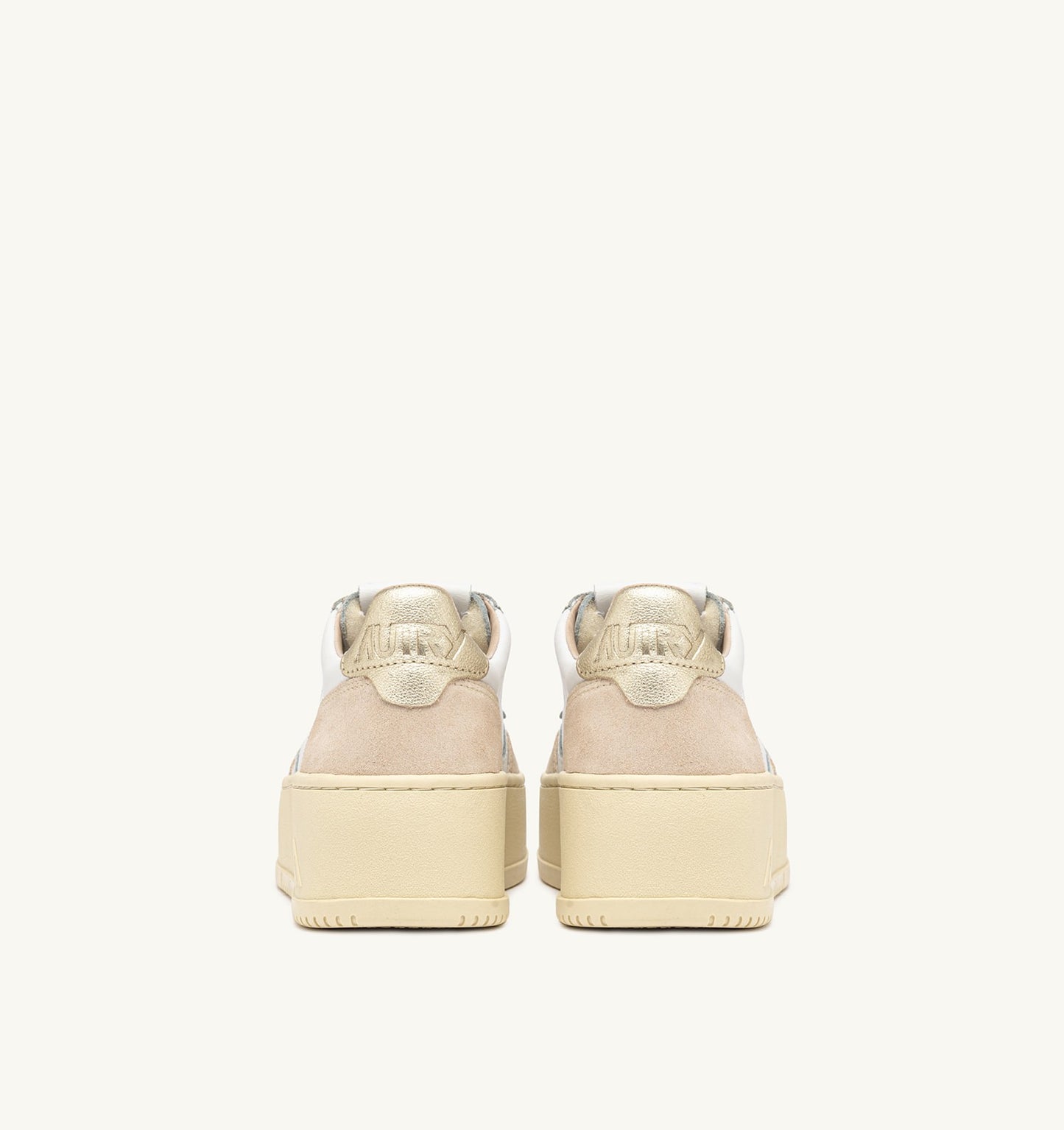 Platform Low in Leather & Suede in White Platinum