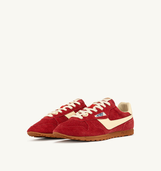 Windspin Sneakers in Suede Leather Color Imperial Red and Rutabaga