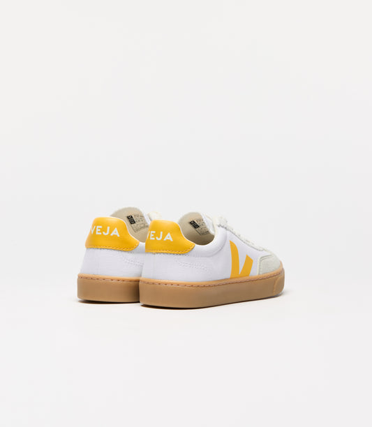 Kids Volley Canvas Sneakers White With Sunshine Natural