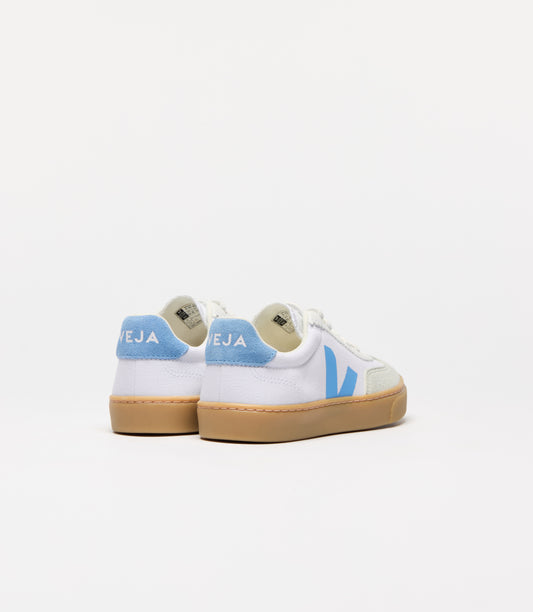 Kids Volley Canvas Sneakers in White Aqua Natural