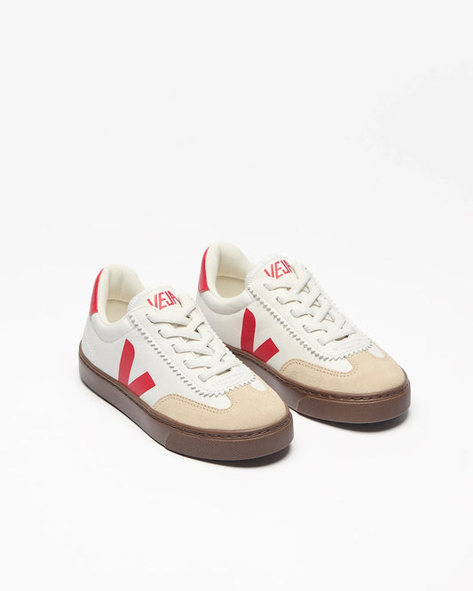 Small Volley Leather White Pierre Pekin Bark Sneakers