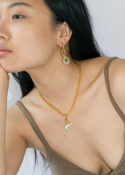 Toggle Link Earrings in Green